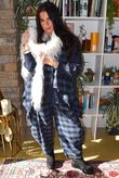 Nora Brushed Cotton Gingham Classic Barrel Pant Navy